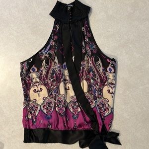 Bebe Silk Halter Too Sleeveless Blouse